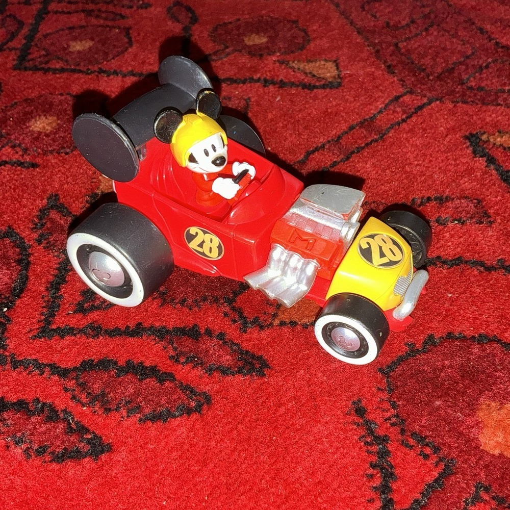 Mickey Mouse And The Red Roadster Racer #28 Disney Plastic Toy 4" Hot Rod